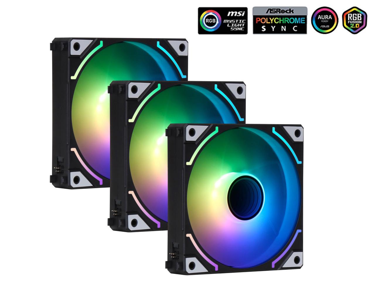 Cooler SAMA ARGB Magnético YE1203 PWM ARGB PC 120mm Preto, 3 em 1 Alto Fluxo de Ar Baixo Ruído, RGB Controle Inteligente Uni Fan